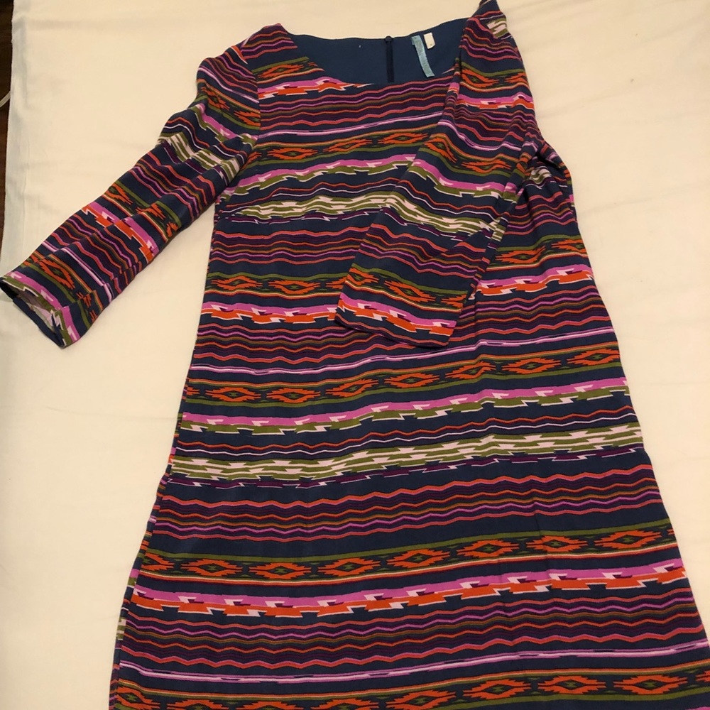Three quarter length sleeve dress, fun Aztec print